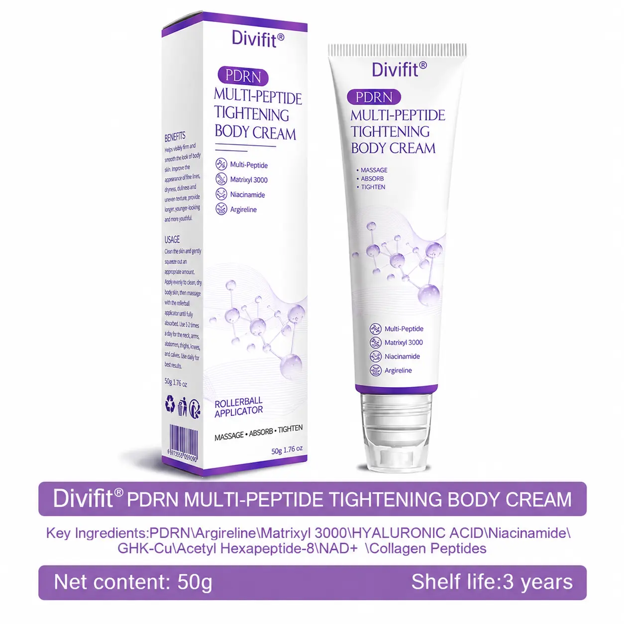 Divifit® PDRN Multi-Peptide Massaging Body Roller Cream